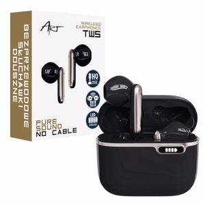 ART juhtmevaba kõrvaklapid bluetooth TWS + dokkimisjaam Type C AP-TW-B4B must