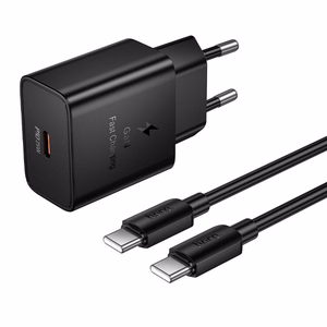 Зарядное устройство для телефона Hoco USB C QC PD 25W + кабель USB C на USB C N76 черное