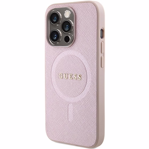 Guess Saffiano MagSafe ümbris jaoks iPhone 15 Pro - roosa