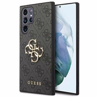 Guess GUHCS22L4GMGGR S908 S22 Ultra sari/halli värvi kõvakott 4G Big Metal Logo