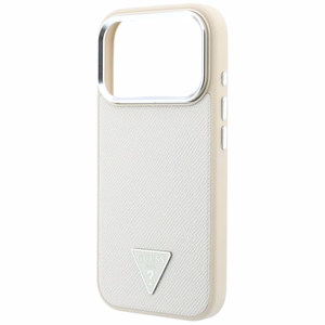 Guess Grained Triangle Logo MagSafe ümbris iPhone 18 Pro / 17 Pro – beež