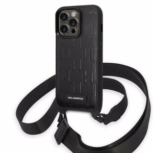 Karl Lagerfeld KLHCP14LSTMMK iPhone 14 Pro 6.1" жёсткий чехол чёрный/чёрный Monogram Plaque Logo Strap