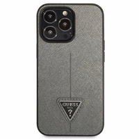 Guess GUHCP14XPSATLG iPhone 14 Pro Max 6.7 "hõbedane / hõbedane hardcase SaffianoTriangle Logo