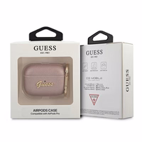 Guess GUAPSASMP AirPods Pro ümbris roosa/roosa Saffiano Script Metal Collection