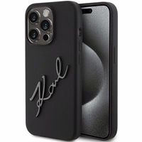 KARL LAGERFELD ümbris jaoks IPHONE 15 Pro KLHCP15LSKSBMCK (Silicone Karl Script Logo) must