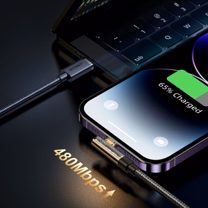 Joyroom S-CL020A6 gaming Lightning / USB-C 90° kaabel, 20W, 1,2 m, must