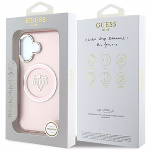 Guess IML Metal Mountain Logo MagSafe iPhone 16 Ümbris - roosa