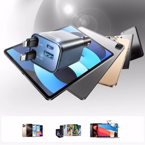 Joyroom JR-CCL05 30W Автомобильное зарядное устройство 4в1 с 2 встроенными убирающимися кабелями - тёмно-серый