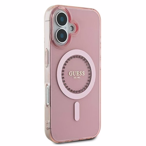 Guess IML Rhinestones MagSafe iPhone 16 Plus Ümbris - Roosa