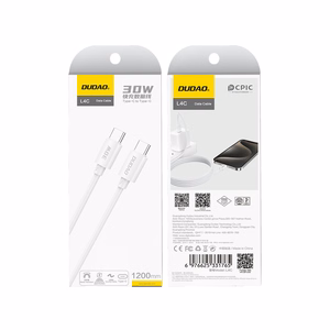 Dudao L4C USB-C / USB-C 30W 2m Kaabel - valge