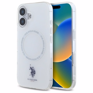 US Polo IML Ring MagSafe iPhone 16 Ümbris - valge