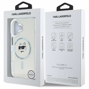 Karl Lagerfeld IML Metal Choupette Head MagSafe ümbris jaoks iPhone 16 Plus - valge
