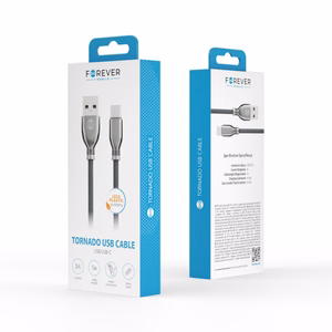 Forever Tornado kaabel USB - USB-C 1,0 m 3A must