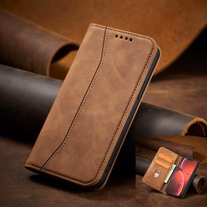 Magnet Fancy Case чехол для iPhone 13 Pro Max чехол-кошелёк с держателем для карт коричневый