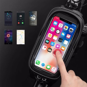 Rockbros B68 tugevdatud jalgratta raamikott telefoni tasku ja kattega, 1.7L - must