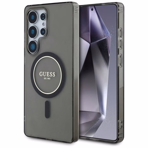 GUESS ümbris jaoks SAMSUNG S25 Ultra GUHMS25LHFGEREK (Magnetic IML Glitter Circle) must