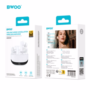 BWOO Bluetooth kõrvaklapid BW40 TWS ANC with LCD display valge