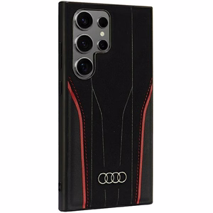 Audi Genuine Leather MagSafe S24 Ultra S928 чёрно-красный жёсткий чехол AU-TPUPCS24U-R8/D3-RD