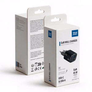 Blue Star Nano GaN VT-334 telefonilaadija, USB-C + USB-A, QC4.0, PD, 3 A, 45 W, must