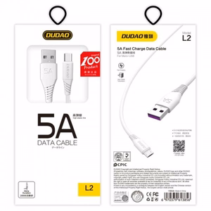 USB Kaabel Dudao L2T valge Type-C 100cm (kuni 5A)