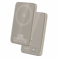 Blavec Akupank 5000mAh BJ-04 Ultra Slim 7,8mm - Type C - 22,5W magnetic Magsafe 3 in 1 (PBBJ04-MC5GD) kuldne glass