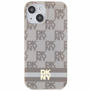 DKNY IML Checkered Mono Pattern & Printed Stripes MagSafe Ümbris jaoks iPhone 15 Plus / 14 Plus - Beige