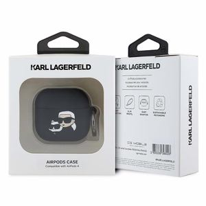 Karl Lagerfeld Silicone Karl&Chaupette Head 3D Ümbris jaoks AirPods 4 - must
