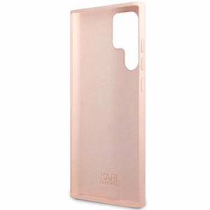 Karl Lagerfeld Silicone Choupette Metal Pin ümbris jaoks Samsung Galaxy S23 Ultra - roosa