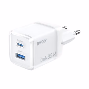 BWOO GaN wall laadija CDA222 PD 35W 1 x USB 1 x USB-C, valge