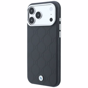BMW Sign Deboss Quilted Metal Logo ümbris seadmele iPhone 18 Pro / 17 Pro, MagSafe-ühilduv – tumehall