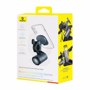 Baseus PrimeTrip 2-in-1 jalgratta kinnitus, telefonitugi + taskulamp (must)