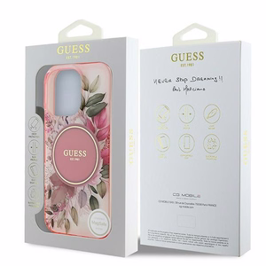 Guess IML Flower & Tonal Circle MagSafe Чехол iPhone 16 Pro Max - розовый