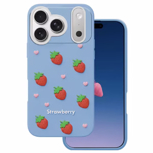 Клубничный чехол для iPhone 17 Pro Max / 18 Pro Max 6,9'' синий