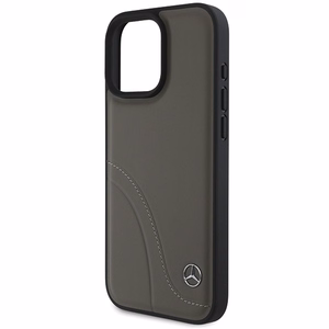 Mercedes MB Curved Stitches Leather iPhone 16 Pro Max Ümbris - Brown