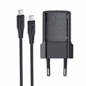 Laadija Acefast A118 30W GaN USB-C + USB-C USB-C-le kaabel 1.2m must
