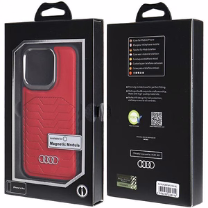 Audi Synthetic Leather ümbris with MagSafe jaoks iPhone 14 Pro - punane