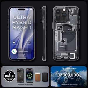 Spigen Ultra Hybrid Mag Ümbris with MagSafe jaoks iPhone 15 Pro - Dark hall (Zero One Pattern)