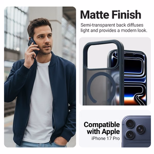 Crong Hybrid Matte Magnetic MagSafe ümbris seadmele iPhone 17 Pro, tumesinine