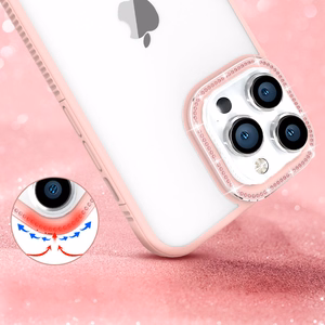 Чехол Kingxbar Sparkle Series для iPhone 13 Pro Max с кристаллами на задней крышке розовый