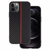 Tel Protect CARBON Ümbris jaoks Iphone 11 Pro Must with punane stripe