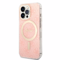 Set Guess GUBPP13LH4EACSP Ümbris+ Charger iPhone 13 Pro roosa/roosa hard ümbris 4G Print MagSafe