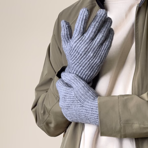 Braided telephone gloves with cut-outs for fingers - gray