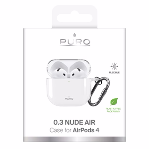 Puro 0.3 Nude ümbris AirPods 4 jaoks - läbipaistev