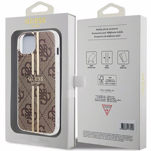 GUESS чехол для IPHONE 15 Plus GUHCP15MH4PSEGW (4G Gold Stripe) коричневый