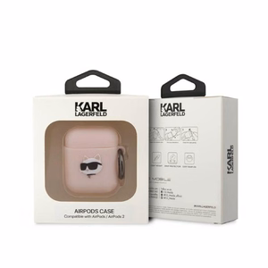 Karl Lagerfeld KLA2RUNCHP AirPods 1/2 чехол розовый/розовый Silicone Choupette Head 3D