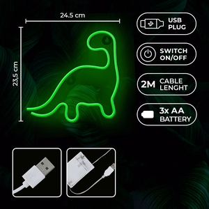 Neon LED Light DINOSAUR roheline NNE01 Neolia