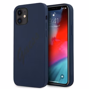 Guess GUHCP12SLSVSBL iPhone 12 mini 5.4" sinine/sinine kõvakott Script Vintage