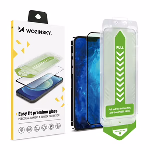 9H Karastatud klaas with mounting frame jaoks iPhone 15 Wozinsky Premium Glass - must