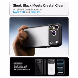 Spigen Ultra Hybrid ümbris mudelile iPhone 18 Pro Max / 17 Pro Max – värv: mattmust