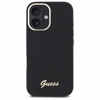 Guess Silicone Script Metal Logo & Frame Ümbris jaoks iPhone 16 Plus - must